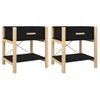 Pack 2 Uds Mesitas De Noche | Mesa Auxiliar | Mesilla Madera Contrachapada Negro 42x38x45 Cm Cfw82777