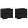 Pack 2 Uds Mesitas De Noche | Mesa Auxiliar | Mesilla Madera Contrachapada Negro 50x39x43,5 Cm Cfw10209