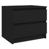 Pack 2 Uds Mesitas De Noche | Mesa Auxiliar | Mesilla Madera Contrachapada Negro 50x39x43,5 Cm Cfw10209