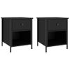 Pack 2 Uds Mesitas De Noche | Mesa Auxiliar | Mesilla Madera De Ingeniería Negro 40x42x50 Cm Cfw91218