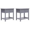 Pack 2 Uds Mesitas De Noche | Mesa Auxiliar | Mesilla Madera De Paulownia Gris 40x29x42cm Cfw74284