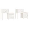 Pack 2 Uds Mesitas De Noche | Mesa Auxiliar | Mesilla Madera De Pino Blanco 79,5x38x65,5 Cm Cfw98014