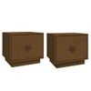 Pack 2 Uds Mesitas De Noche | Mesa Auxiliar | Mesilla Madera De Pino Marrón Miel 40x34x35 Cm Cfw16805