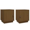 Pack 2 Uds Mesitas De Noche | Mesa Auxiliar | Mesilla Madera De Pino Marrón Miel 40x34x45 Cm Cfw88936