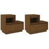 Pack 2 Uds Mesitas De Noche | Mesa Auxiliar | Mesilla Madera De Pino Marrón Miel 60x34x51 Cm Cfw77027