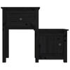 Pack 2 Uds Mesitas De Noche | Mesa Auxiliar | Mesilla Madera De Pino Negro 79,5x38x65,5 Cm Cfw70731