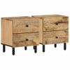 Pack 2 Uds Mesitas De Noche | Mesa Auxiliar | Mesilla Madera Maciza De Mango 40x33x46 Cm Cfw21310