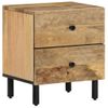 Pack 2 Uds Mesitas De Noche | Mesa Auxiliar | Mesilla Madera Maciza De Mango 40x33x46 Cm Cfw21310