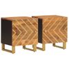 Pack 2 Uds Mesitas De Noche | Mesa Auxiliar | Mesilla Madera Maciza De Mango Marrón Y Negro Cfw11716