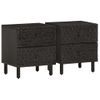 Pack 2 Uds Mesitas De Noche | Mesa Auxiliar | Mesilla Madera Maciza De Mango Negro 40x33x46 Cm Cfw39343