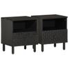 Pack 2 Uds Mesitas De Noche | Mesa Auxiliar | Mesilla Madera Maciza De Mango Negro 40x33x46 Cm Cfw18596