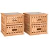 Pack 2 Uds Mesitas De Noche | Mesa Auxiliar | Mesilla Madera Maciza De Nogal 34x34x34 Cm Cfw86927