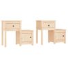 Pack 2 Uds Mesitas De Noche | Mesa Auxiliar | Mesilla Madera Maciza De Pino 79,5x38x65,5 Cm Cfw20923