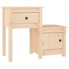 Pack 2 Uds Mesitas De Noche | Mesa Auxiliar | Mesilla Madera Maciza De Pino 79,5x38x65,5 Cm Cfw20923