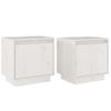 Pack 2 Uds Mesitas De Noche | Mesa Auxiliar | Mesilla Madera Maciza De Pino Blanco 40x30x40 Cm Cfw42913