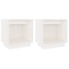 Pack 2 Uds Mesitas De Noche | Mesa Auxiliar | Mesilla Madera Maciza De Pino Blanco 40x30x40 Cm Cfw65415