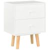 Pack 2 Uds Mesitas De Noche | Mesa Auxiliar | Mesilla Madera Maciza De Pino Blanco 40x30x50 Cm Cfw28908