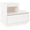 Pack 2 Uds Mesitas De Noche | Mesa Auxiliar | Mesilla Madera Maciza De Pino Blanco 60x34x51 Cm Cfw96713