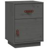 Pack 2 Uds Mesitas De Noche | Mesa Auxiliar | Mesilla Madera Maciza De Pino Gris 40x34x55 Cm Cfw19552