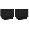 Pack 2 Uds Mesitas De Noche | Mesa Auxiliar | Mesilla Madera Maciza De Pino Negro 35x34x32 Cm Cfw60582