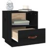 Pack 2 Uds Mesitas De Noche | Mesa Auxiliar | Mesilla Madera Maciza De Pino Negro 40x34x45 Cm Cfw85032