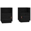 Pack 2 Uds Mesitas De Noche | Mesa Auxiliar | Mesilla Madera Maciza De Pino Negro 40x34x55 Cm Cfw54050