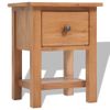 Pack 2 Uds Mesitas De Noche | Mesa Auxiliar | Mesilla Madera Maciza De Roble 36x30x47 Cm Cfw25554