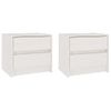 Pack 2 Uds Mesitas De Noche | Mesa Auxiliar | Mesilla Madera Maciza Pino Blanco 40x30,5x35,5cm Cfw20992