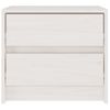 Pack 2 Uds Mesitas De Noche | Mesa Auxiliar | Mesilla Madera Maciza Pino Blanco 40x30,5x35,5cm Cfw20992