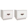 Pack 2 Uds Mesitas De Noche | Mesa Auxiliar | Mesilla Madera Maciza Pino Blanco 40x34x35 Cm Cfw26015