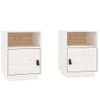 Pack 2 Uds Mesitas De Noche | Mesa Auxiliar | Mesilla Madera Maciza Pino Blanco 40x34x55 Cm Cfw34093