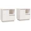 Pack 2 Uds Mesitas De Noche | Mesa Auxiliar | Mesilla Madera Maciza Pino Blanco 50x34x50 Cm Cfw65528