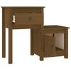 Pack 2 Uds Mesitas De Noche | Mesa Auxiliar | Mesilla Madera Pino Marrón Miel 79,5x38x65,5 Cm Cfw98041