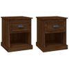 Pack 2 Uds Mesitas De Noche | Mesa Auxiliar | Mesilla Madera Roble Marrón 39x39x47,5 Cm Cfw60783