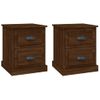 Pack 2 Uds Mesitas De Noche | Mesa Auxiliar | Mesilla Madera Roble Marrón 39x39x47,5 Cm Cfw44805