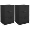 Pack 2 Uds Mesitas De Noche | Mesa Auxiliar | Mesilla Negro 40x36x65 Cm Cfw71418