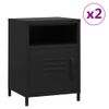 Pack 2 Uds Mesitas De Noche | Mesa Auxiliar | Mesilla Negro Acero 35x35x51 Cm Cfw52241