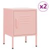 Pack 2 Uds Mesitas De Noche | Mesa Auxiliar | Mesilla Rosa Acero 35x35x51 Cm Cfw31325