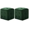 Pack 2 Uds Mesitas De Noche | Mesa Auxiliar | Mesilla Terciopelo Verde 30x30x30 Cm Cfw10492