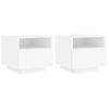 Pack 2 Uds Mesitas De Noche | Mesa Auxiliar | Mesilla Con Luces Led Blanco 40x39x37 Cm Cfw96290