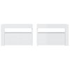 Pack 2 Uds Mesitas De Noche | Mesa Auxiliar | Mesilla Con Luces Led Blanco Brillo 60x35x40 Cm Cfw60987