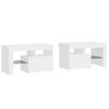 Pack 2 Uds Mesitas De Noche | Mesa Auxiliar | Mesilla Con Luces Led Blanco Brillo 70x36,5x40cm Cfw86642