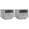 Pack 2 Uds Mesitas De Noche | Mesa Auxiliar | Mesilla Con Luces Led Gris Hormigón 40x39x37 Cm Cfw17555