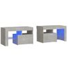 Pack 2 Uds Mesitas De Noche | Mesa Auxiliar | Mesilla Con Luces Led Gris Hormigón 70x36,5x40cm Cfw29579