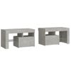 Pack 2 Uds Mesitas De Noche | Mesa Auxiliar | Mesilla Con Luces Led Gris Hormigón 70x36,5x40cm Cfw29579