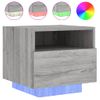 Pack 2 Uds Mesitas De Noche | Mesa Auxiliar | Mesilla Con Luces Led Gris Sonoma 40x39x37 Cm Cfw44591