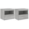 Pack 2 Uds Mesitas De Noche | Mesa Auxiliar | Mesilla Con Luces Led Gris Sonoma 50x40x45 Cm Cfw34407