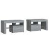 Pack 2 Uds Mesitas De Noche | Mesa Auxiliar | Mesilla Con Luces Led Gris Sonoma 70x36,5x40 Cm Cfw25160