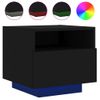 Pack 2 Uds Mesitas De Noche | Mesa Auxiliar | Mesilla Con Luces Led Negro 40x39x37 Cm Cfw49510