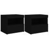 Pack 2 Uds Mesitas De Noche | Mesa Auxiliar | Mesilla Con Luces Led Negro 50x40x45 Cm Cfw64391